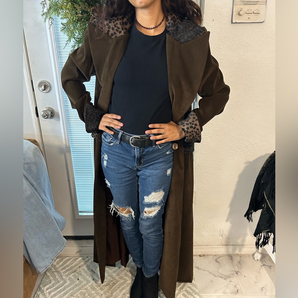 Long Cheetah Trench Coat